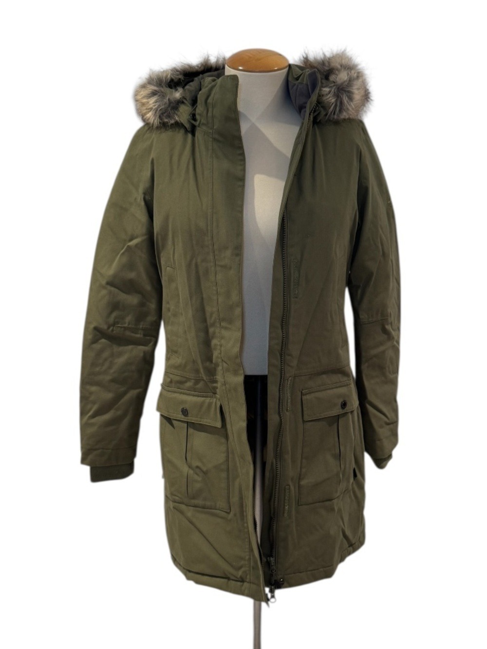 MCKINLEY khaki green mid-length winter parka - size small